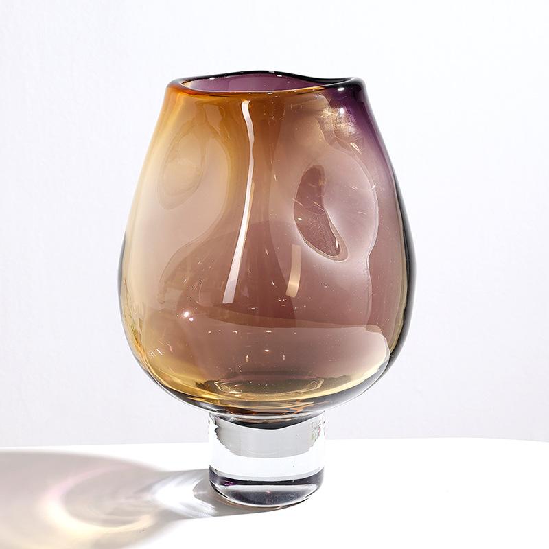 Glass Vase Colored Gradient Transparent Glass Bottle Flower Vase Tall Terrarium Flower Arrangement Home Decoration Accessories