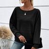 Women's Solid Color Comfortable Casual Long Sleeved Round Neck Pullover Top T-shirt For Women