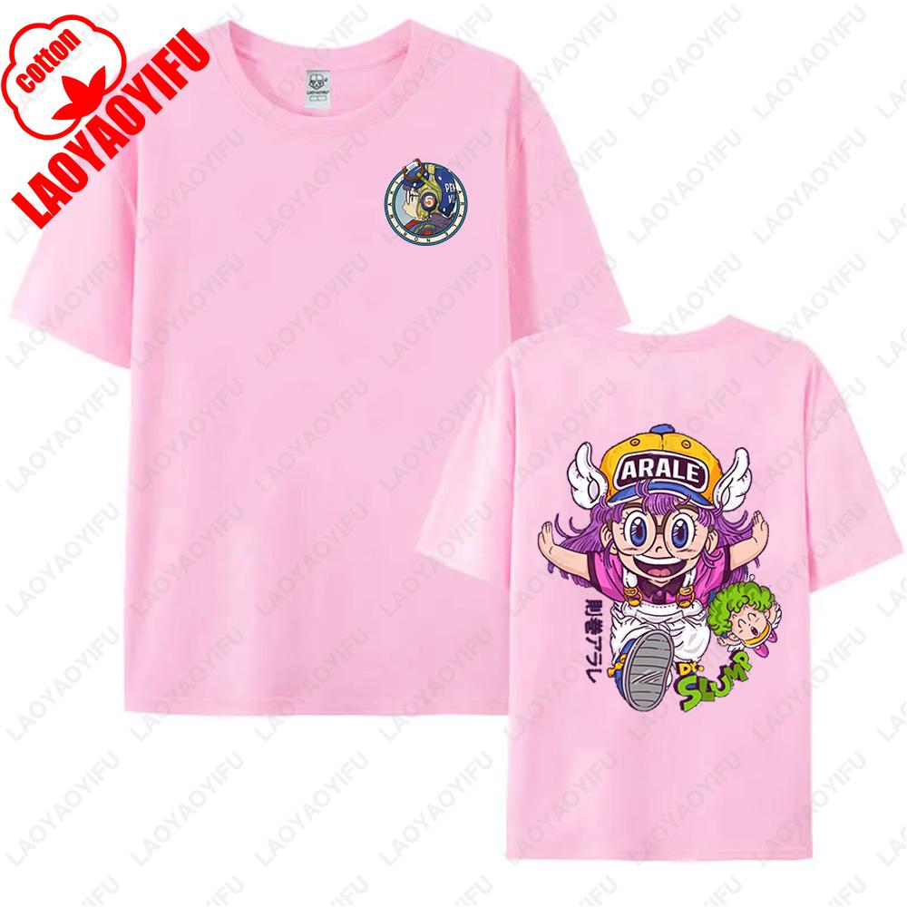 Kawaii Arale T-shirts Man Women Graphic Japanese Manga Tshirt Y2k Clothes Cotton Short-sleev Tee Clothing Two-sided Printed Tops