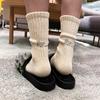 Trendige Marke Einfarbige Verdickte Handtuchsohle Sportsocken Mittellang Arbeitskleidung Retro Baumwollsocken Gestapelte Socken