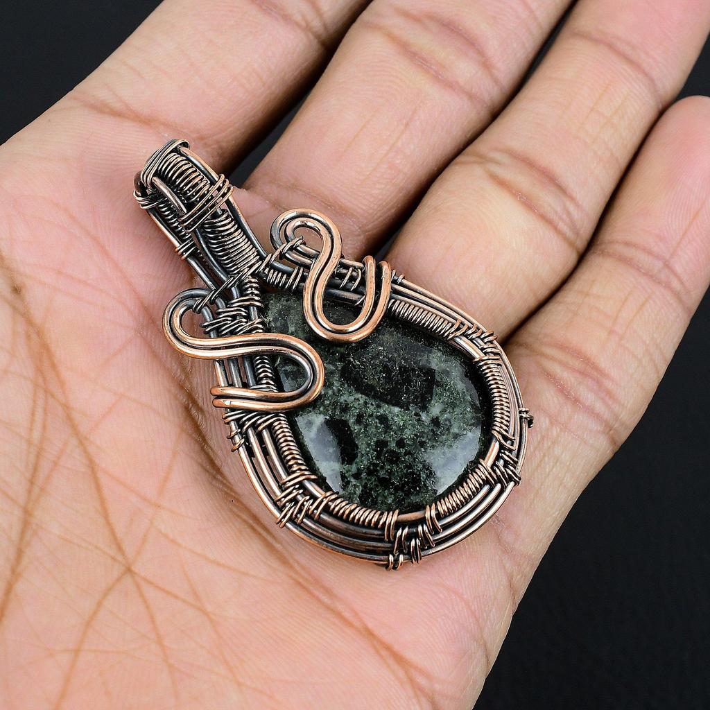 Kambaba Jasper Handmade Gemstone Pendant, 999 Copper Wire Wrapped Pendant Unique Design Jewelry, For Thanksgiving