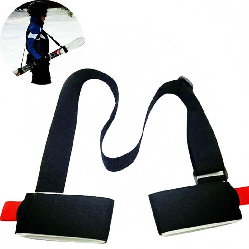 New Skiing Pole Shoulder Hand Carrier Lash Handle Straps Adjustable Buck Hook Loop Protecting Black Nylon Ski Handle Strap Bag