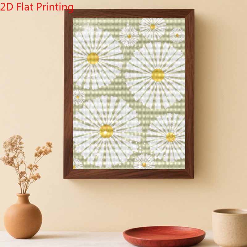 DIY Full Drill Diamond Painting Kit White Daisy Flowers Pattern Rhinestone Canvas Art for Cozy Room Decor and Gift for Friends and Family