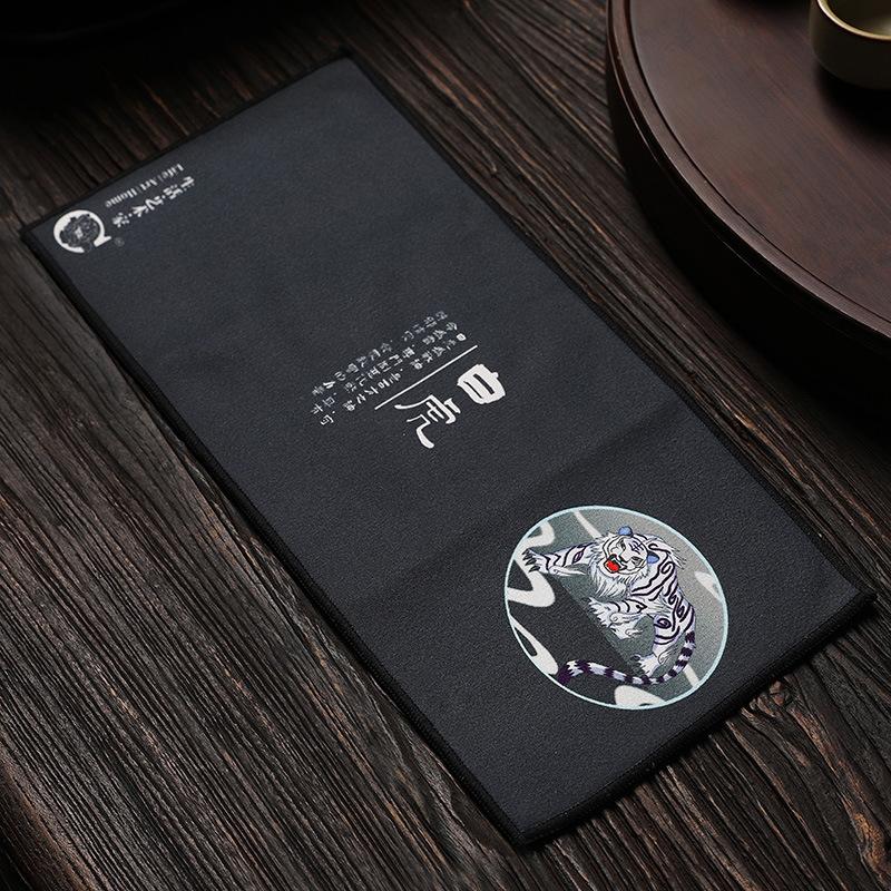 Chinese Retro Painted Tea Towel Kung Fu Tea Set Strong Water Absorption Thickened Tea Mat Cotton Velvet Tea Ceremony Accessories