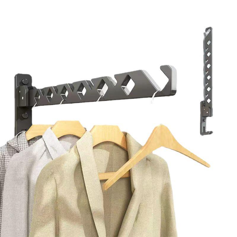 Wall-Mounted Telescopic Clothes Drying Rack - Punch-Free, Folding Design for Bathroom or Balcony