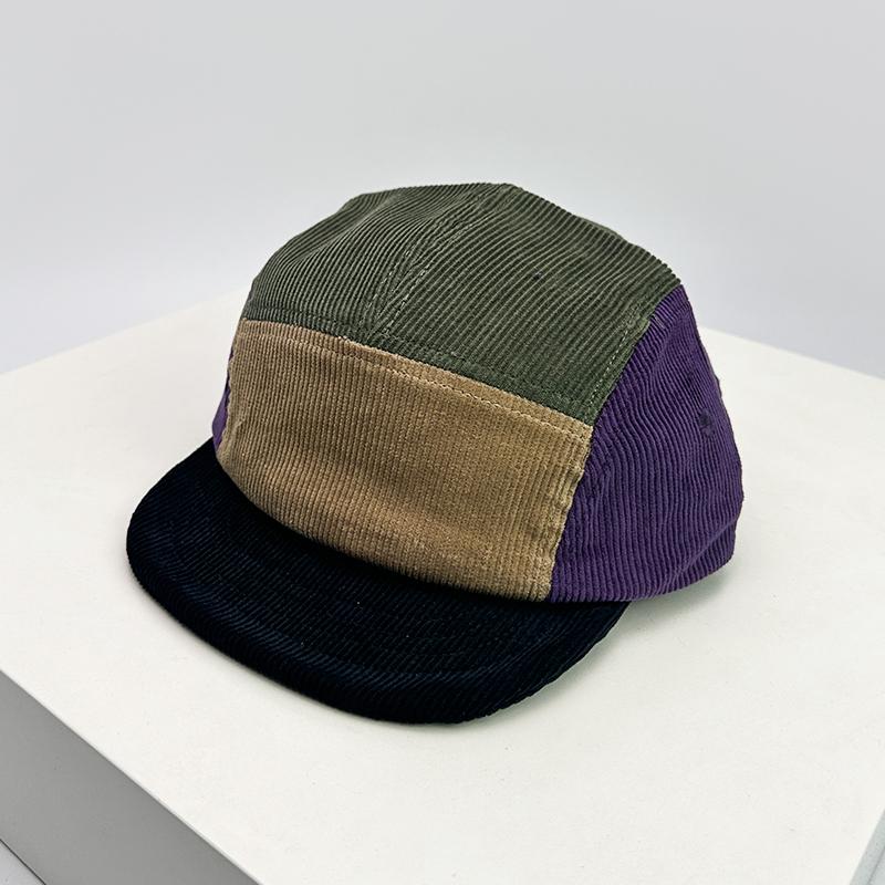 New Unisex Retro Embroidery Color Block Baseball Hats Corduroy Breathable Simple Sunshade Peaked Caps Versatile Fashion Street