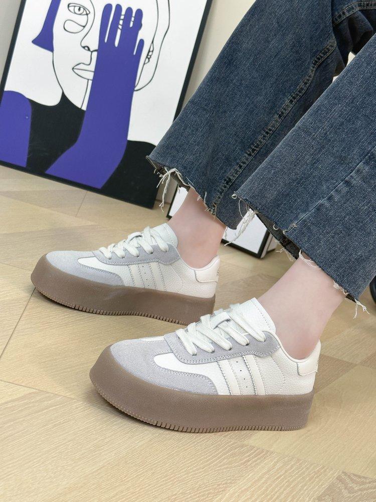 Fashion 2024 New Women Casual Walking Shoes Summer Flat Lace Up Leather High Quality Sneakers Fashion Flat-Bottomed Female Gump Sneakers