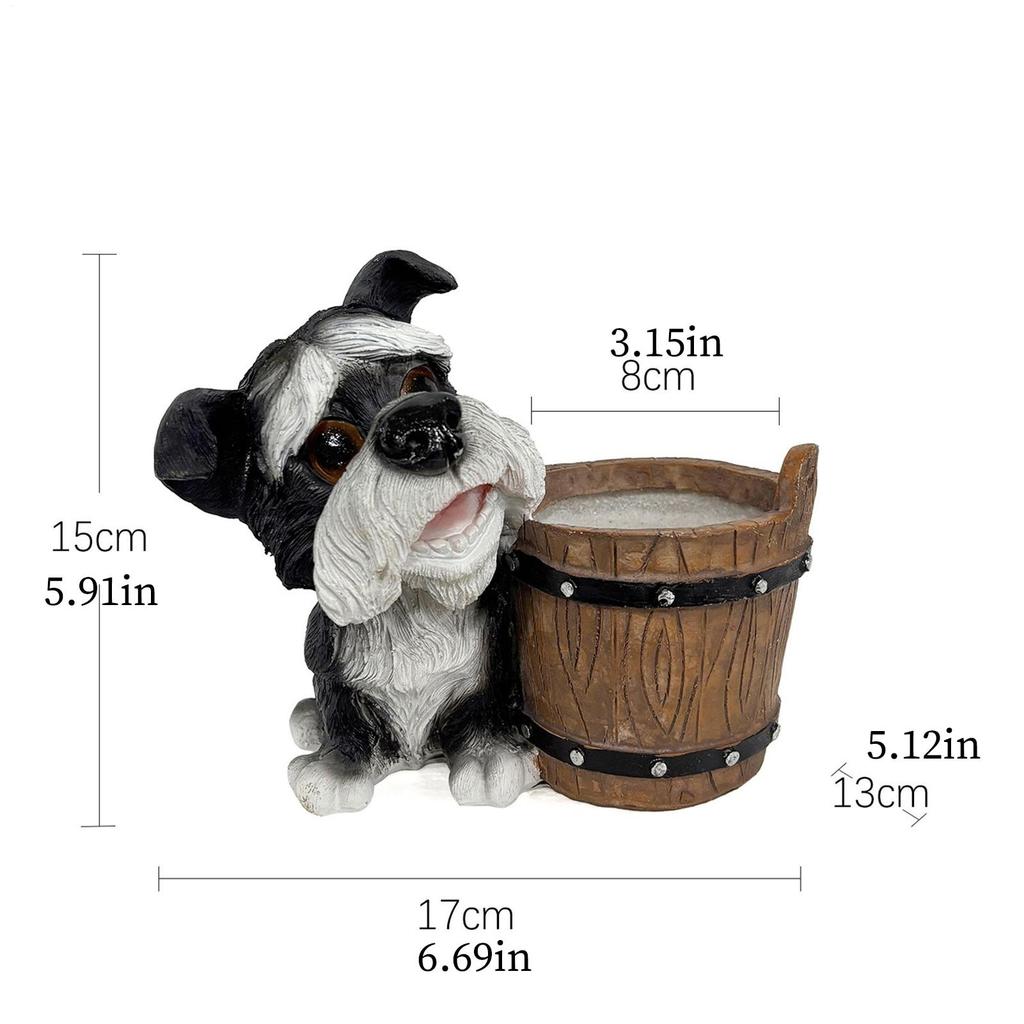 Welpenstatue Pflanzgefäß mit Blumentopf Eimer Niedlicher Hund Harz Blumentopf Indoor Figur Blumentopf Dekoration für Hof Balkon