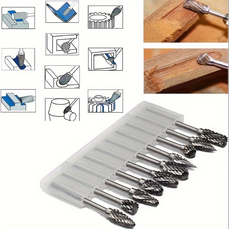 10 Piece Dual Cutting Hard Alloy Rotating Burr Set - Suitable for Woodworking, Drilling, Carving