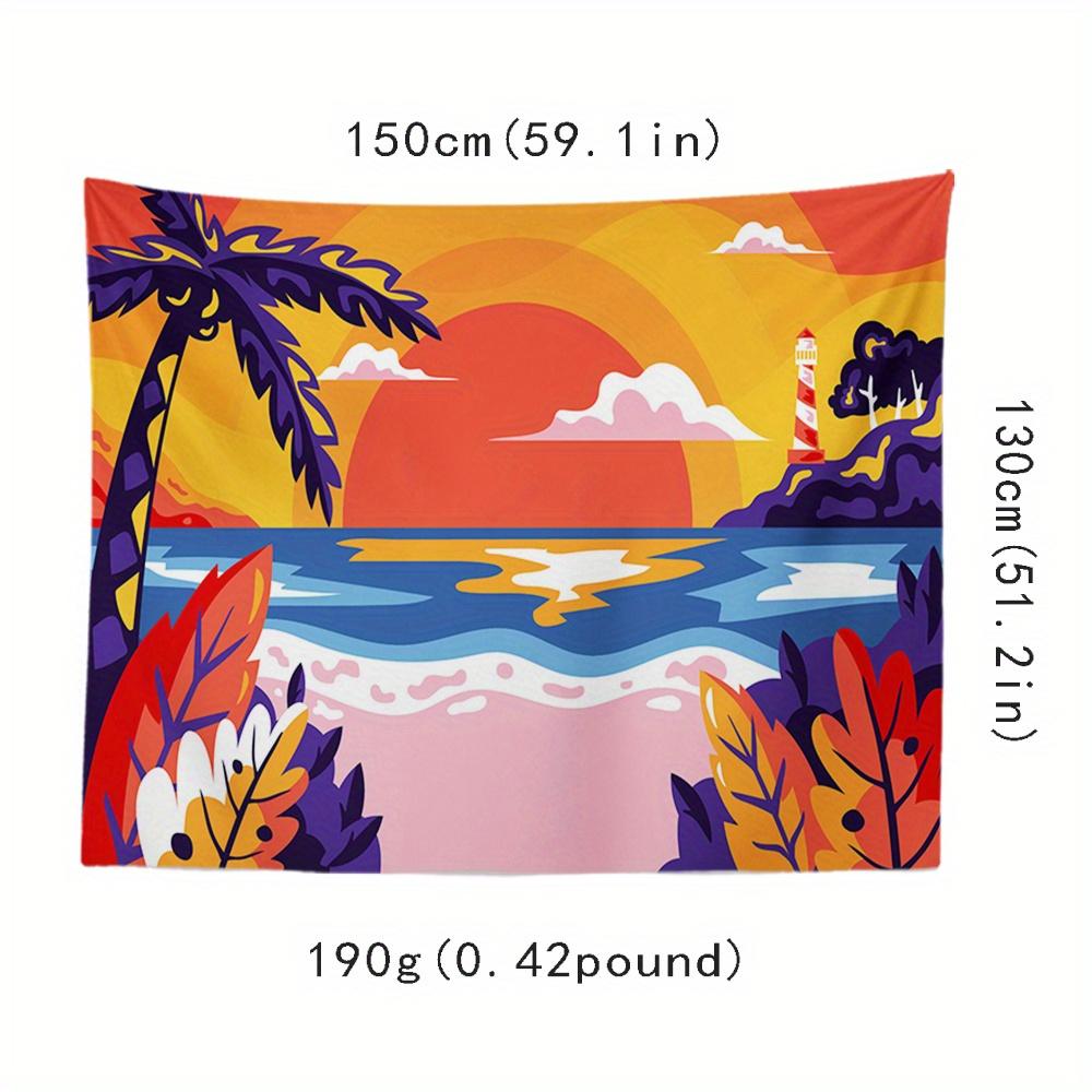 Beach Sunrise Design Digital Printing Polyester Wall Tapestry Suitable for Use In Living Rooms Bedrooms Offices Bars Party