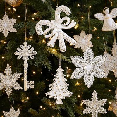White Gold Christmas Tree Decoration Plastic Elk Xmas Tree Ornament Conch Cartoon Christmas Hanging Ornament Xmas Celebration