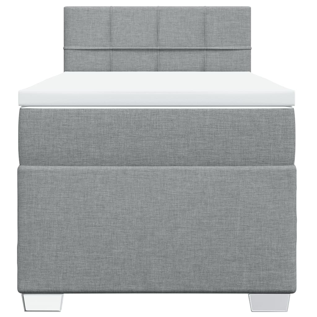 Vidaxl Letto Continentale Con Materasso, Grigio Chiaro, Tessuto, 90X200 Cm