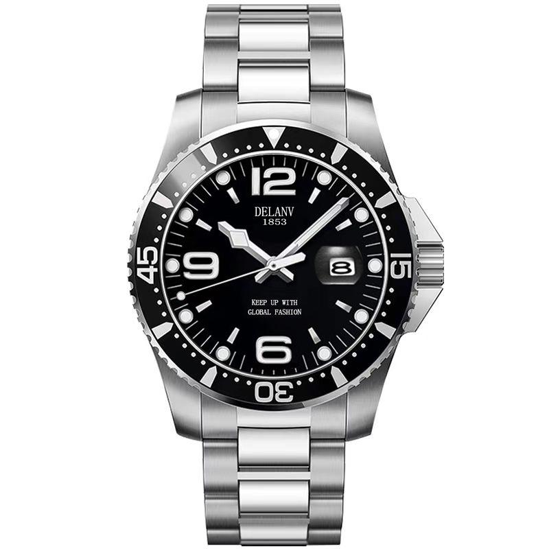 Men’s Fashionable Luminous Quartz Watch with Steel Band and Calendar