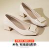 Augustine Shallow Mouth Single Shoes Women's 2025 Summer New One-Pedal Soft-soled Medium Heel French Mary Jane Small Leather Shoes
