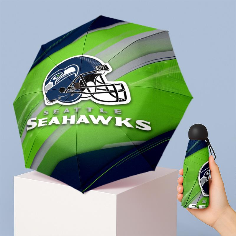 Seattle Seahawks Printed 5?Fold Mini Umbrella 8?Rib Windproof Compact Umbrella For Women Pocket Carry