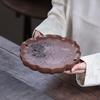 Butterfly Fragrance Zisha Tea Tray: Handmade Relief Carved Dry Brewing Kettle Holder in Retro Style
