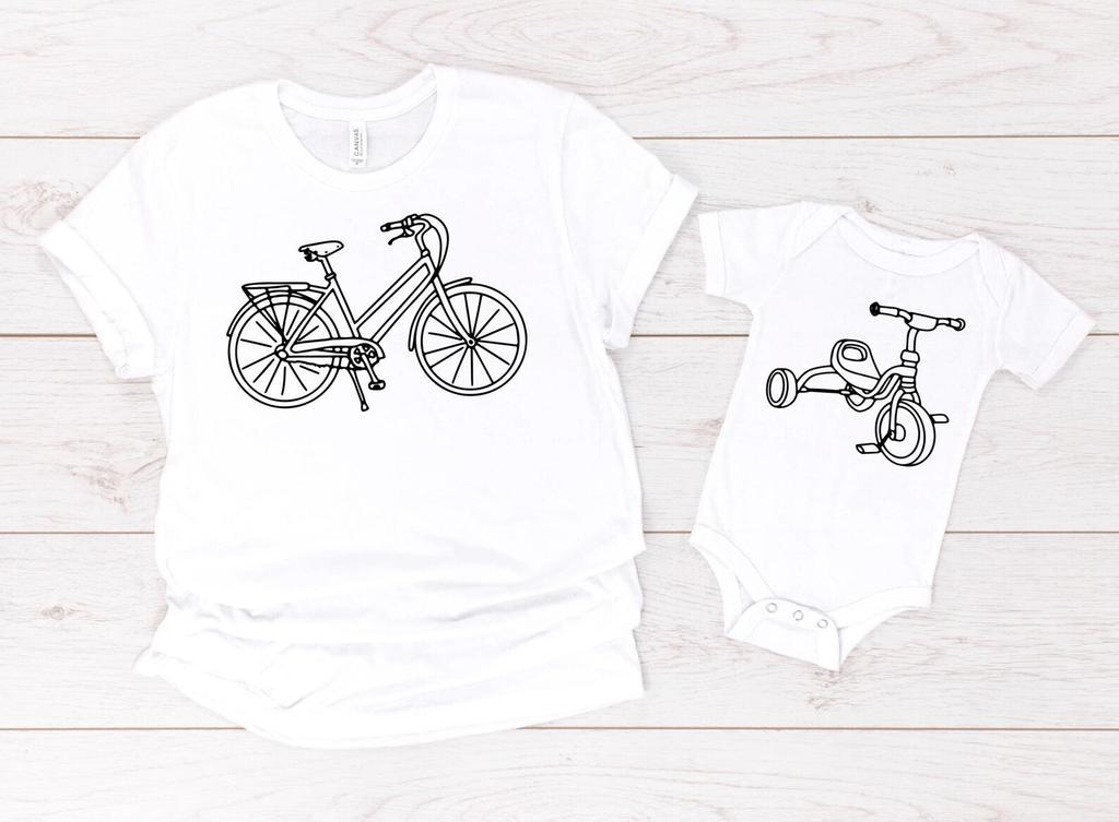 Daddy and Baby Shirt Matching Bike Tshirt Cycling Fathers Day Shirt Daddy and Me Shirt New Dad Son Outfit, Dad Daughter Shirt Dad Boy Baby