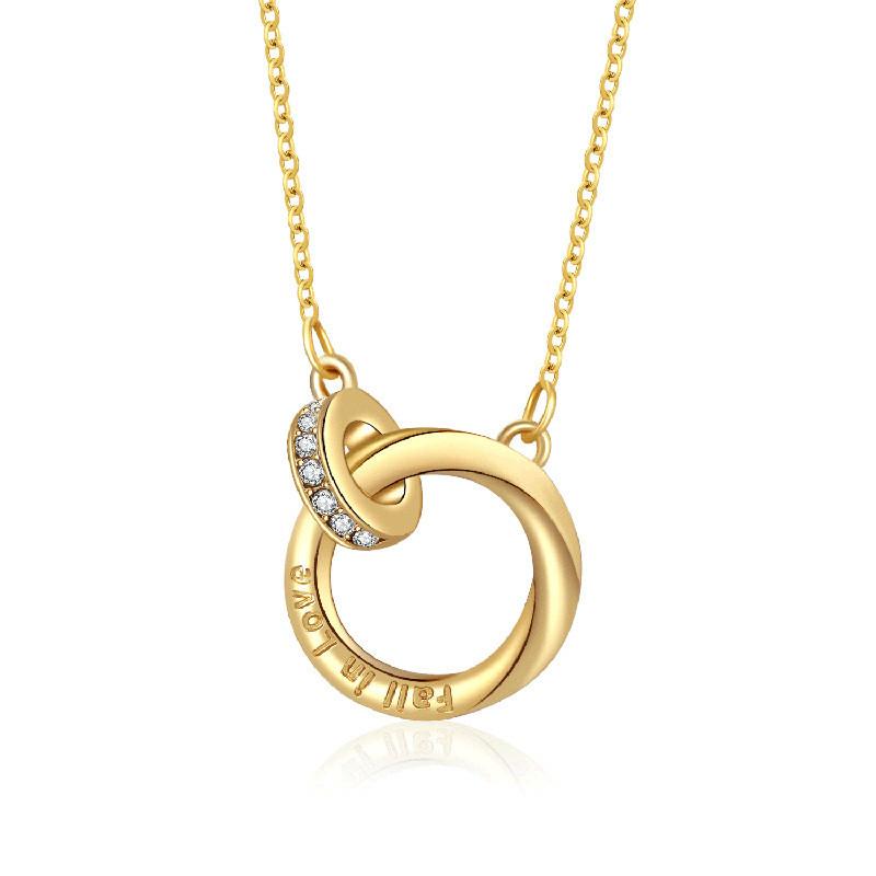 Contemporary Steel Titanium Double Ring Necklace For Women With Stunning Geometric Pendant For Occasion Any