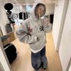 Flower-patterned Embroidered Brim Hooded Sweatshirt for Women In Autumn and Winter, Loose Couple Casual and Laid-back Style Coat