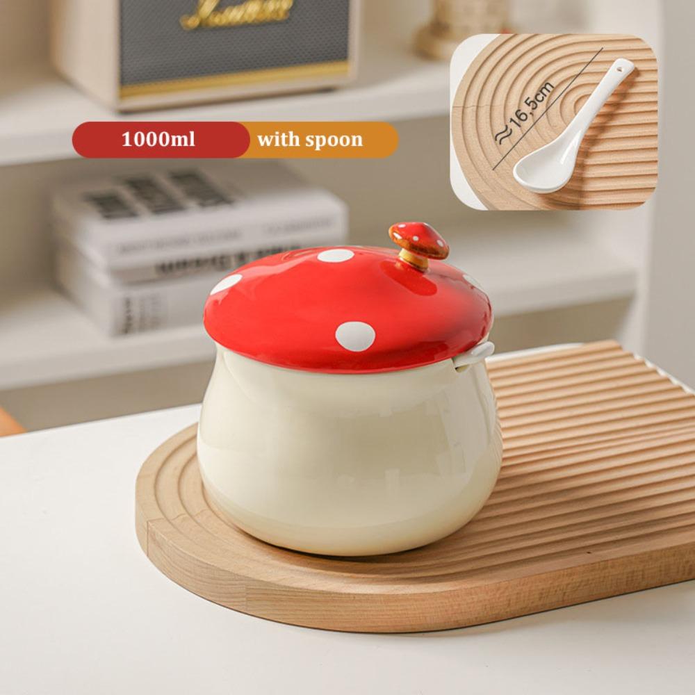 

Симпатичная банка для приправы в виде грибов с крышкой-ложкой, кухонные принадлежности, креативный органайзер для специй 1000ml