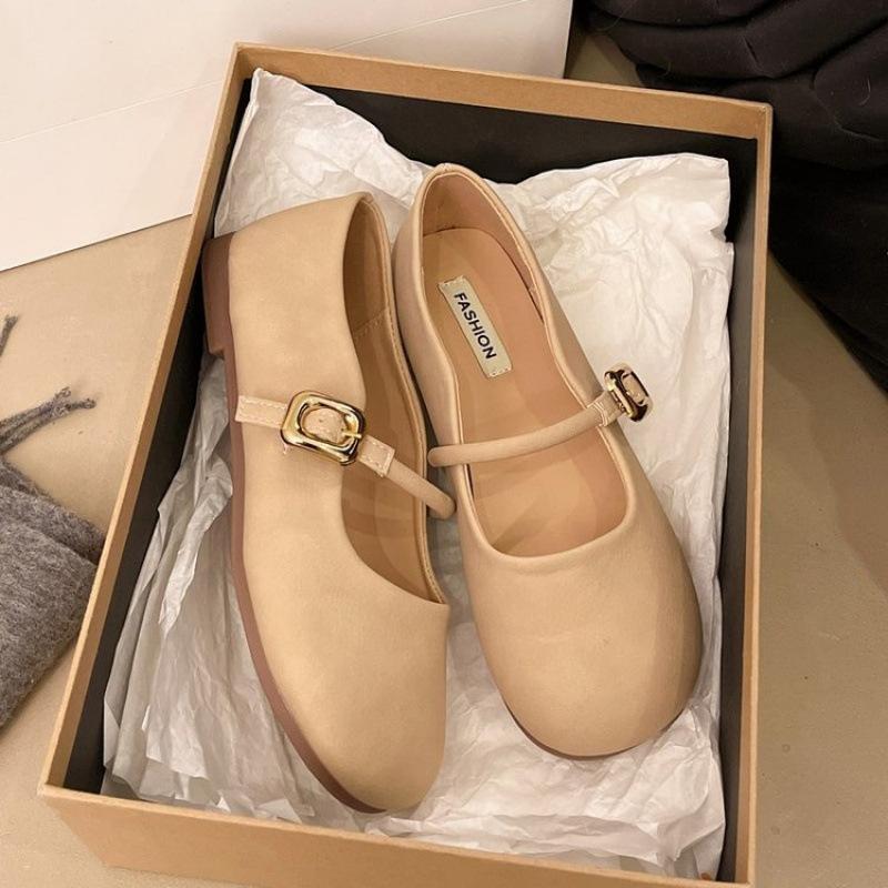 Summer Thin Real Soft Leather Breathable French Mary Jane Shoes Soft Sole Women's Shoes Shallow Mouth Single Shoes with Skirt Small Leather Shoes