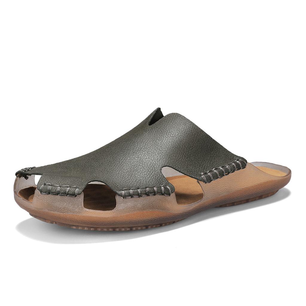 New Quality Leather Non-Slip Slippers Men's Beach Sandals Comfortable Summer Shoes Men Slippers Classics Men Flip Flops