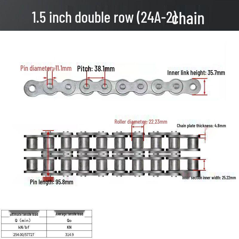 Double Row Industrial Transmission Chain with Single Row Sprocket for Large Chains