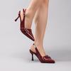 Marque de Mode Design Automne Talons Hauts Chaussures de Ville Femmes Cuir Verni Sangle à Boucle Métallique Grande Taille Escarpins Slingback Banquet Femme
