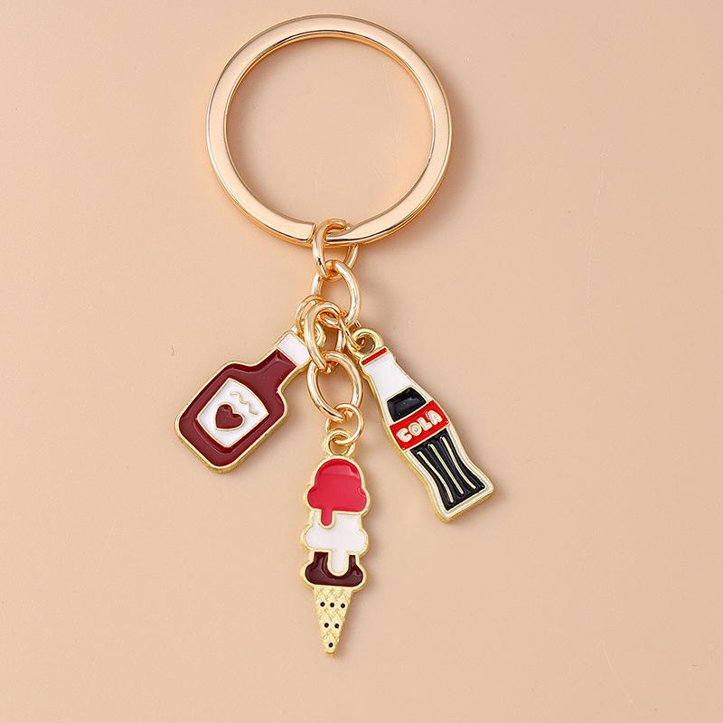 Cute Enamel Simulation Food Fruit Keychan Lemon Strawberry Key Ring for Women Girls Handbag Pendant DIY Jewelry Gift