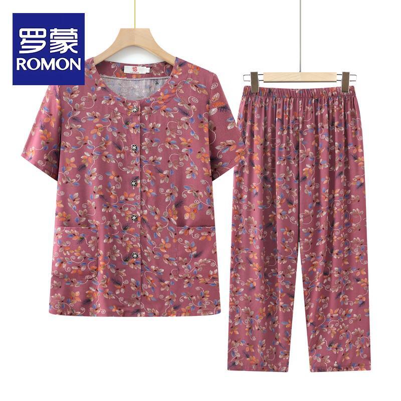 ROMON Women s Summer Floral Print Two-Piece Outfit 2XL
