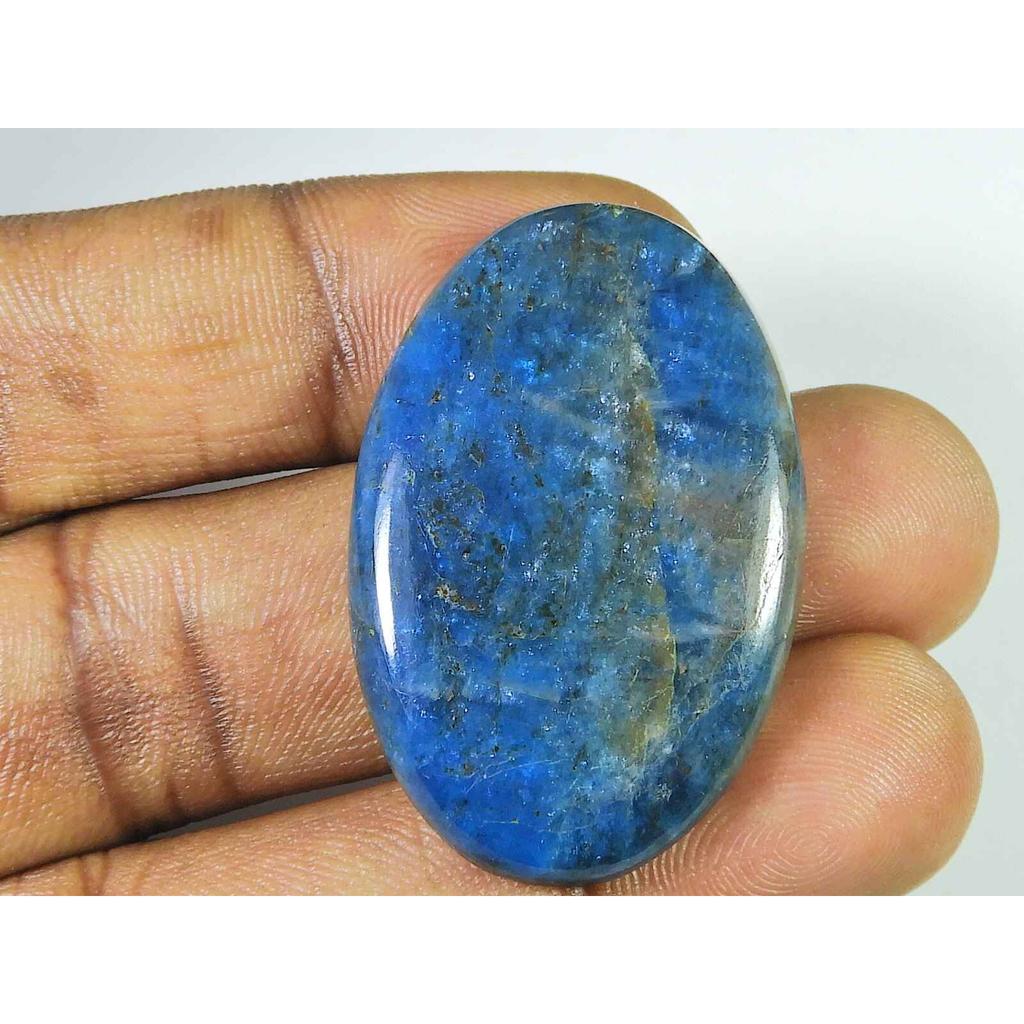 64Cts Genuine Neon Blue Apatite Oval Crystal Cabochon Loose Gemstone 25X40MM SK-2098