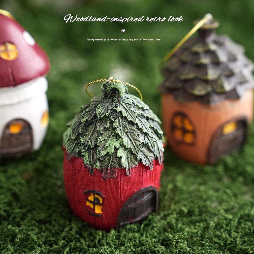 Mini Garden Mushroom Pinecone Christmas House Resin Ornament for Courtyard Bonsai and Flower Pot Decoration