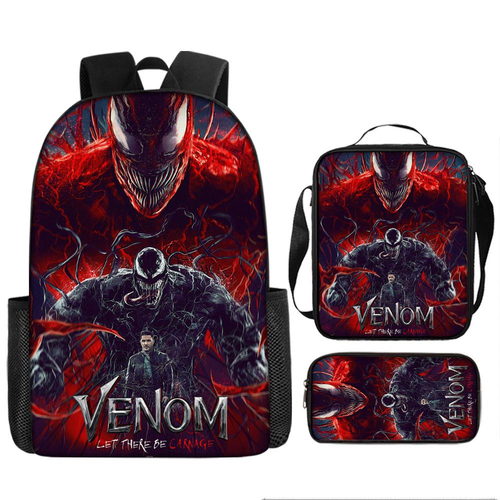 Marvel Venom 3 Elementary School Bag Venom Peripheral Children S Printed Backpack Satchel Three-Piece Set Three-piece set