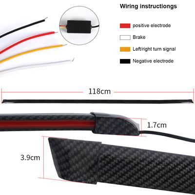 LED Spoiler Light Car Accessories Universal Exterior Decoration Carbon Fiber Spoiler Lip Kit DRL Brake Lights Tail Wing Styling