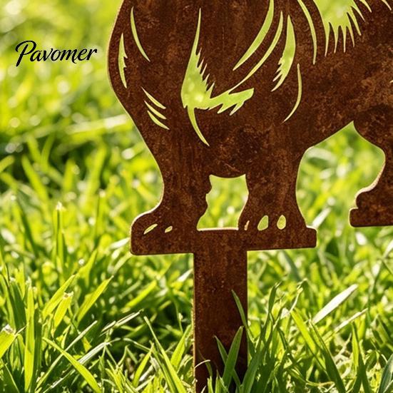 Niedliche Hundeblumenbeet-Dekoration Metall-Dackel-Gartenspieß, Rostige Tier-Silhouette Dekorative Hofspieße Kunst für Draußen Rasen, Weg, Terrasse, Skulptur