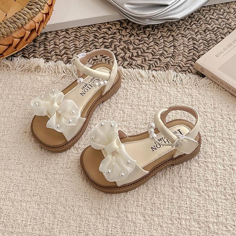 

Girls Mesh Bow Open-Toe Sandals2026Summer new children s solid color princess sandals for small, medium, and large children 23Inner Length15.3cm бежевый