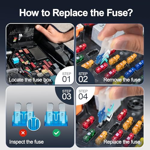 JOREST 120pcs Car Fuses for Car/Truck/Motorcycle (2A 3A 5A 7.5A 10A 15A 20A 25A 30A 35A 40A), Low Profile Flat Fuses + 1pc Fuse Clip