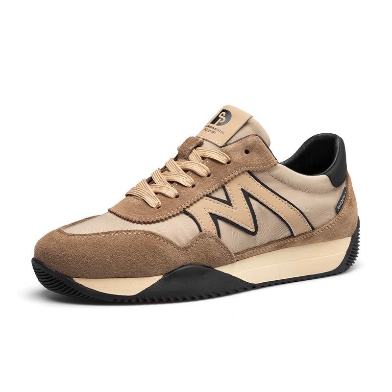 

Men s shoes 2025 direct supply spring and autumn casual men s shoes leather cloth splicing Forrest Gump shoes trend versatile breathable sports shoes 44