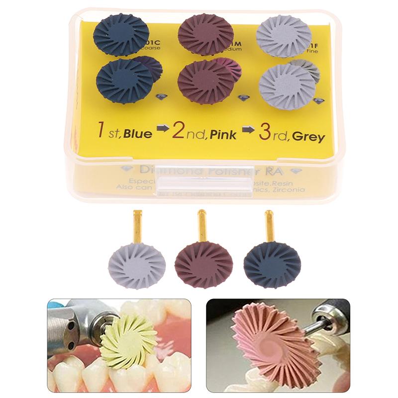 1/6Pcs Dental Rubber Polisher Composite Resin Bending Machine Polishing Head Spiral Flex Brush Burs Dentistry Polishing Tools