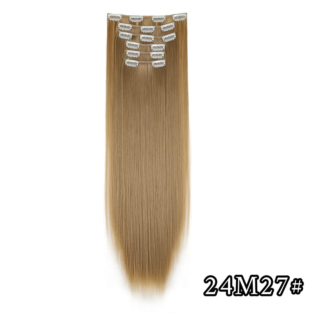 Estensioni Capelli 24 Pollici 16 Clip Acconciatura Lunga Liscia Sintetiche Bionde Nere Extension Resistenti al Calore Capelli Finti Uso Quotidiano