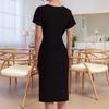 A Sexy V-neck Slit Short-sleeved Dress for Women In Summer