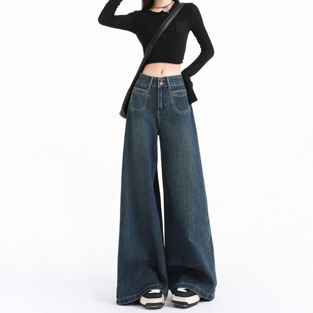 

Дизайнерские джинсы-кюлоты женские весенне-осенние новые с высокой посадкой свободные и драпирующиеся универсальные джинсы, подметающие пол 2XL