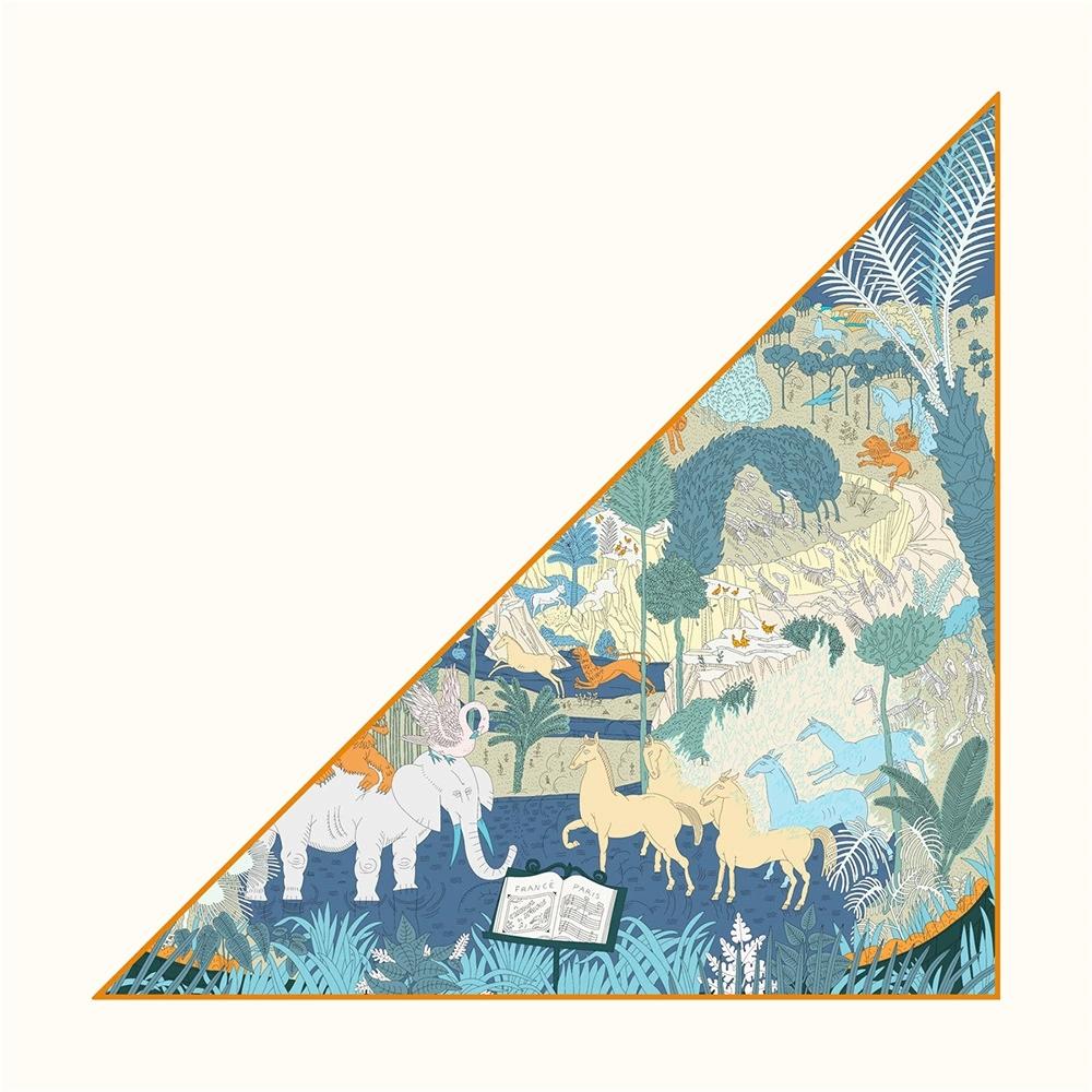 

Women Triangle Twill Scarf Shawl Hijabs Luxury Forest Printed Bandana Foulard Neckerchief For Ladies 130x85cm