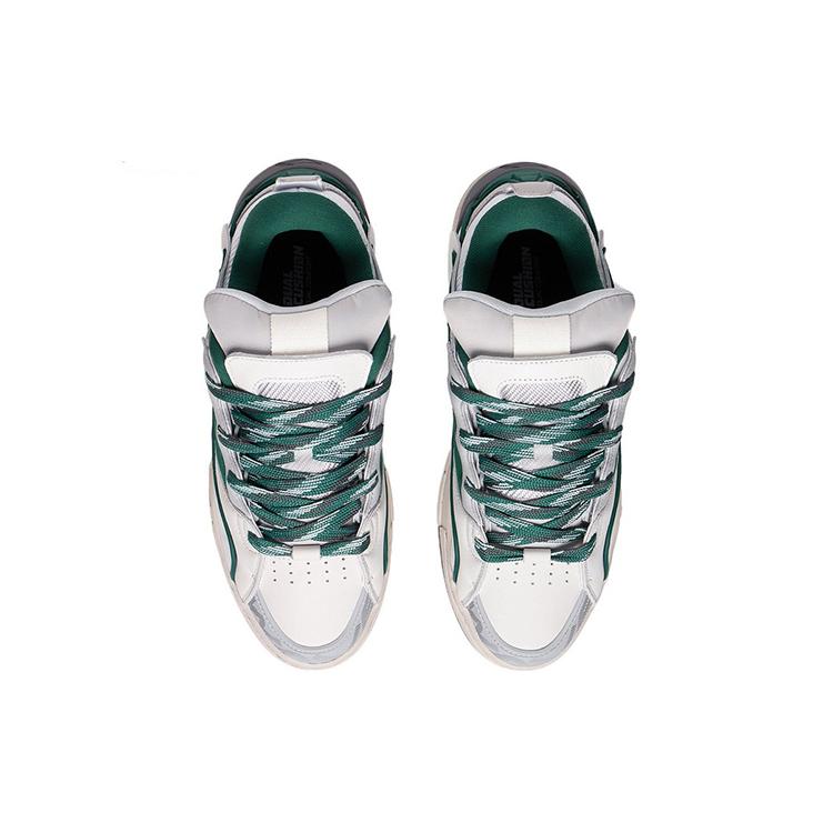 New LiNing Wave Golden Slip Resistant Cushioning Wear Resistant Low Top Skateboard Shoes Men's White Green AECS073-2
