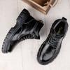 Mode Hohe Qualität Dicke Sohle Herren Motocross Stiefel Echtes Leder Winter High Top Schuhe Business Casual Britische Stiefeletten Sneakers