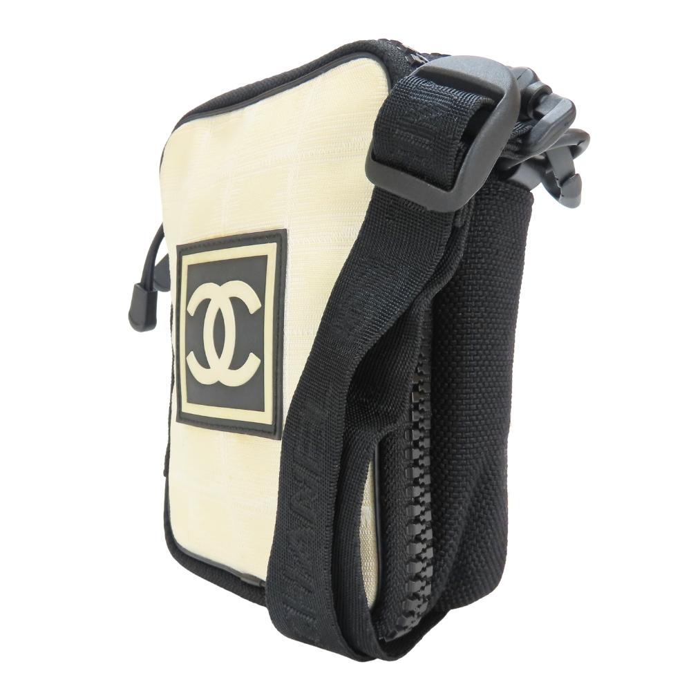 Used CHANEL Shoulder Bag Sports line A22059 COCO Mark Jacquard nylon Ivory black 8th