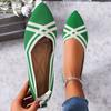 Foreign Trade MZ Fly-woven Shoes Flat Summer Women's 2025 New Color Matching Light Mouth Pointed Single Shoes Princess Shoes Large Size Green