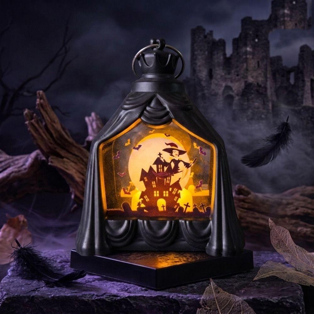 Vintage Halloween Pumpkin Ghost Lamp Battery Powered Handheld Pumpkin LED Light Waterproof Plastic Halloween Night Light