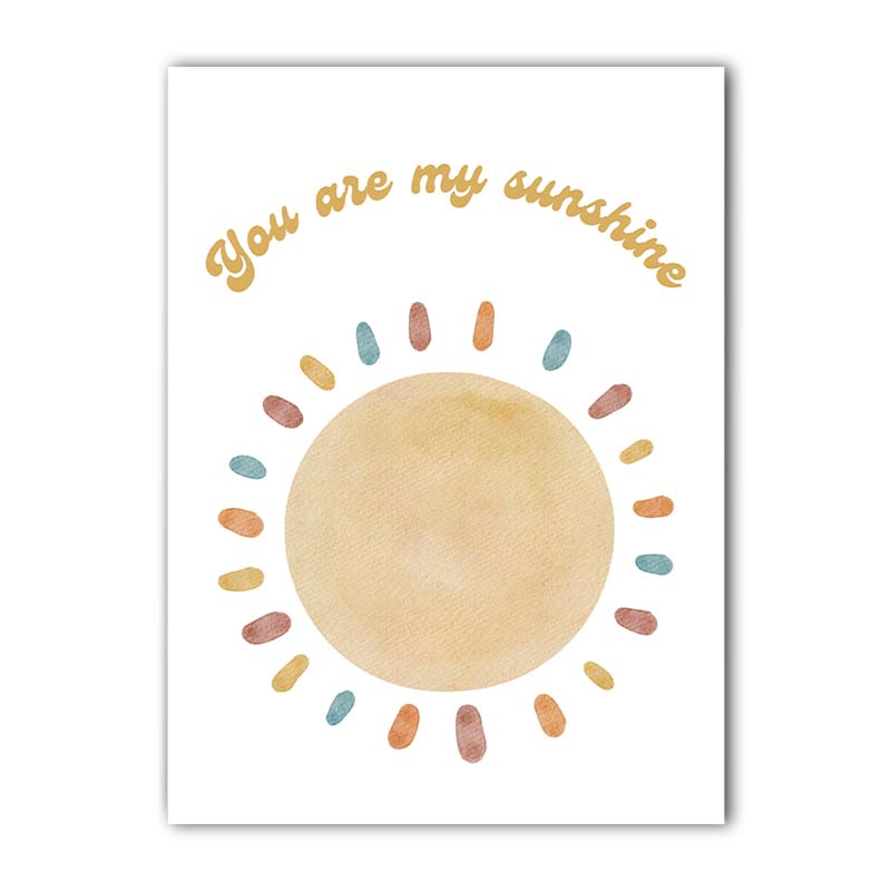 Nursery Wall Art, Cute Rainbow Sun Cloud Quotes Canvas Painting, Nordic Neutral Poster Print for Kids Boy Girl Bedroom Decor