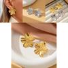 Elegant Vintage Gold Alloy Floral Design Earrings For Women With Geometric Shapes